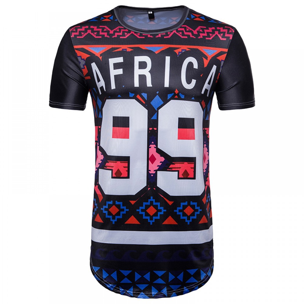 Style Ethnic Style 99 Letters Printed Short-Sleeved T-Shirt